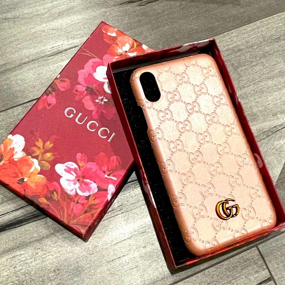 GG iPhone XS Max Leather Hard Case New pale pink